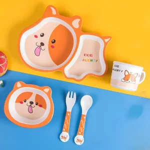 DOG DESIGN KIDS BAMBOO TABLEWARE SET OF 5-PIECES