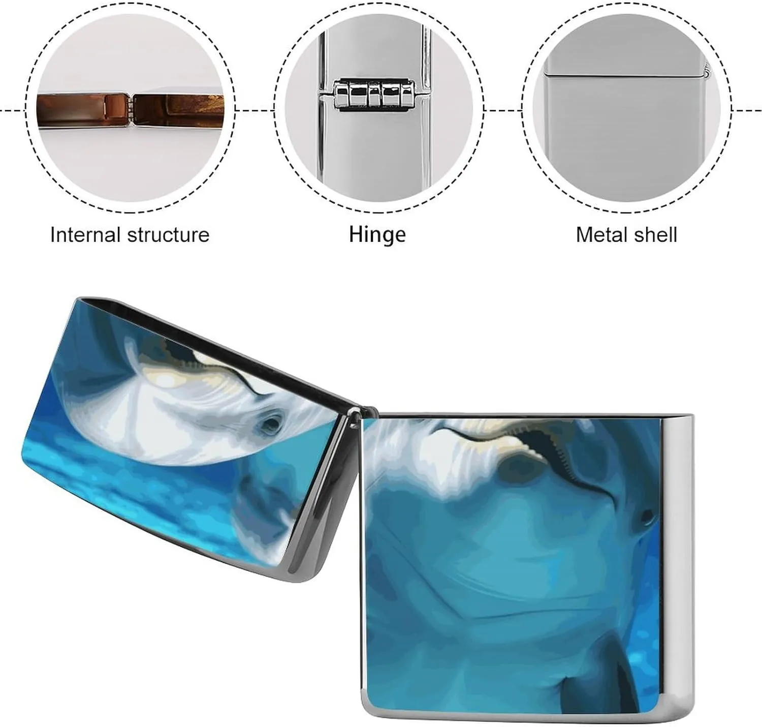 Dolphin with A SmileLighter Case Waterproof Lighter Sleeve Lighters Protective Cover with Graffiti Design