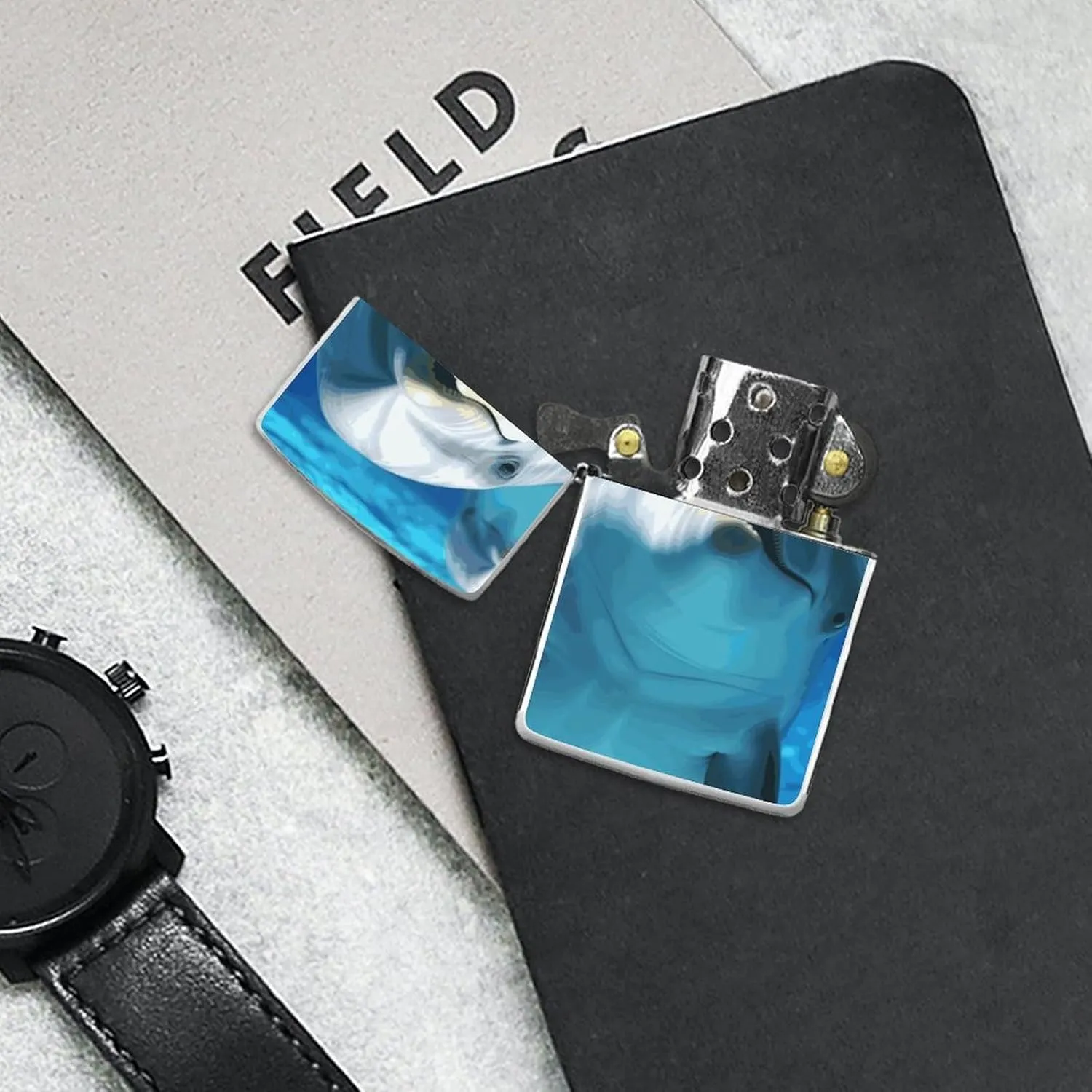 Dolphin with A SmileLighter Case Waterproof Lighter Sleeve Lighters Protective Cover with Graffiti Design