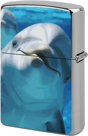 Dolphin with A SmileLighter Case Waterproof Lighter Sleeve Lighters Protective Cover with Graffiti Design