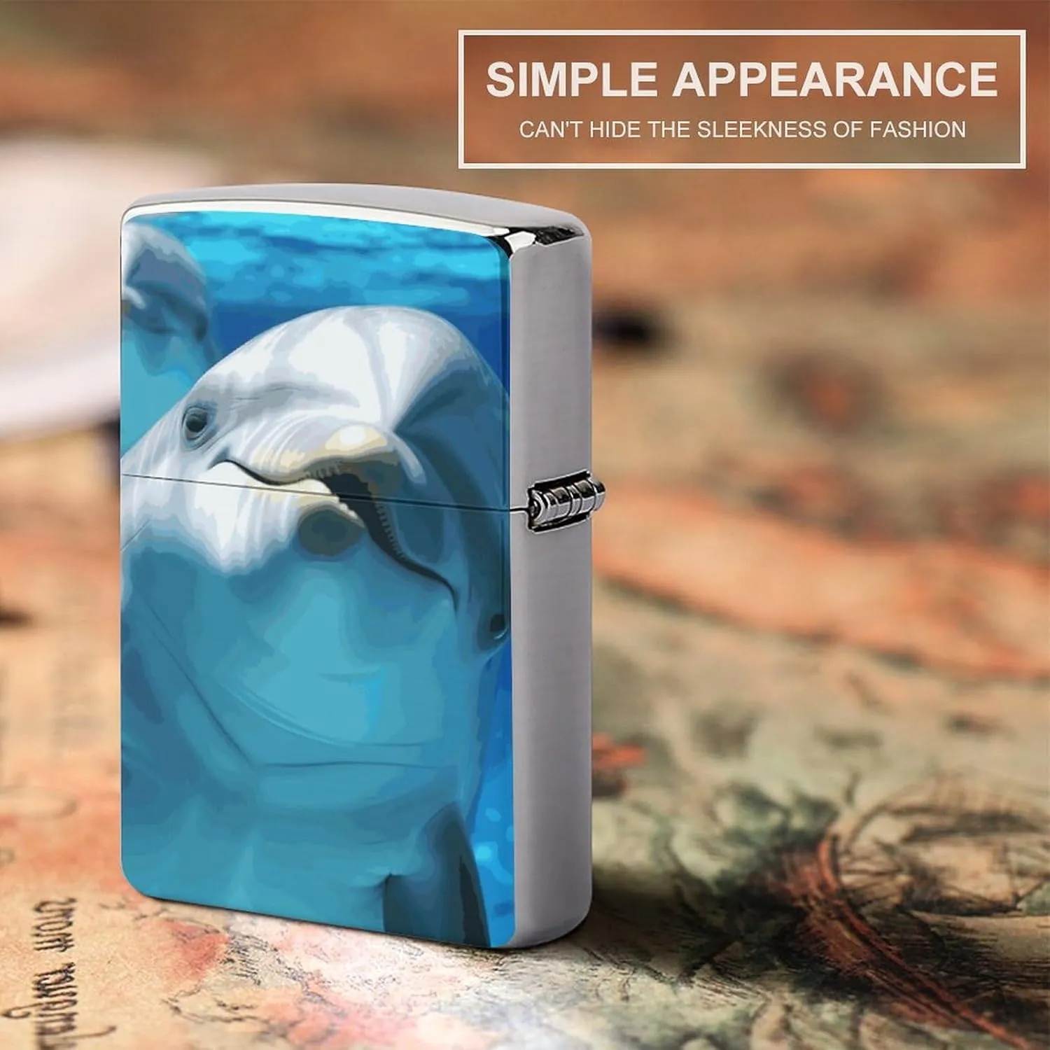 Dolphin with A SmileLighter Case Waterproof Lighter Sleeve Lighters Protective Cover with Graffiti Design