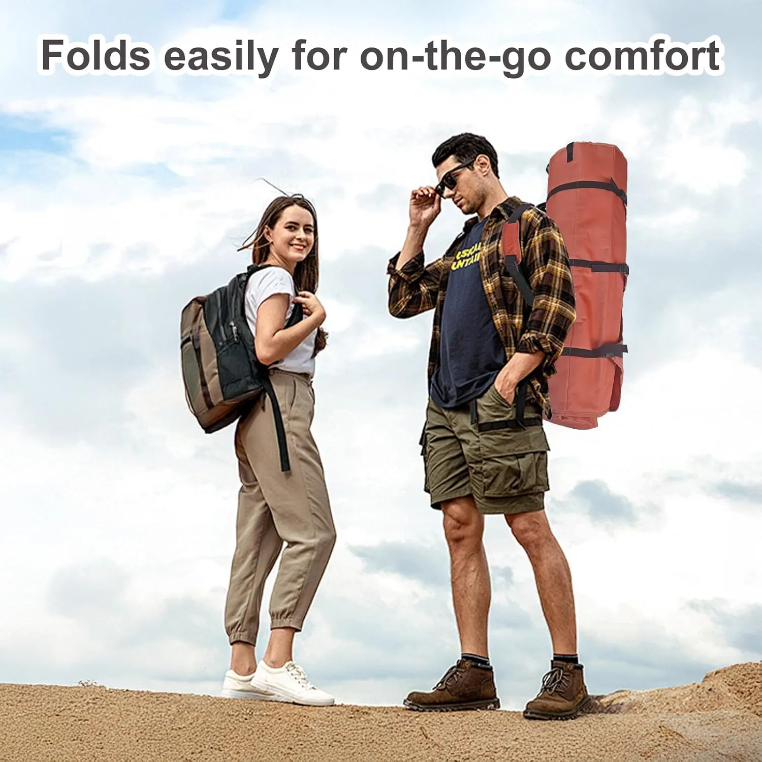 Double Camping Chair with Headrest and Footrest, 2 Person Folding Camping Loveseat Recliner, Portable Outdoor Loveseat Camping Chair with Cup Holder Armrest