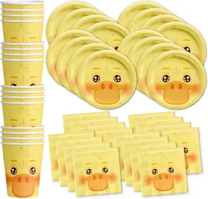 Duck Birthday Party Supplies Set Plates Napkins Cups Tableware Kit for 16