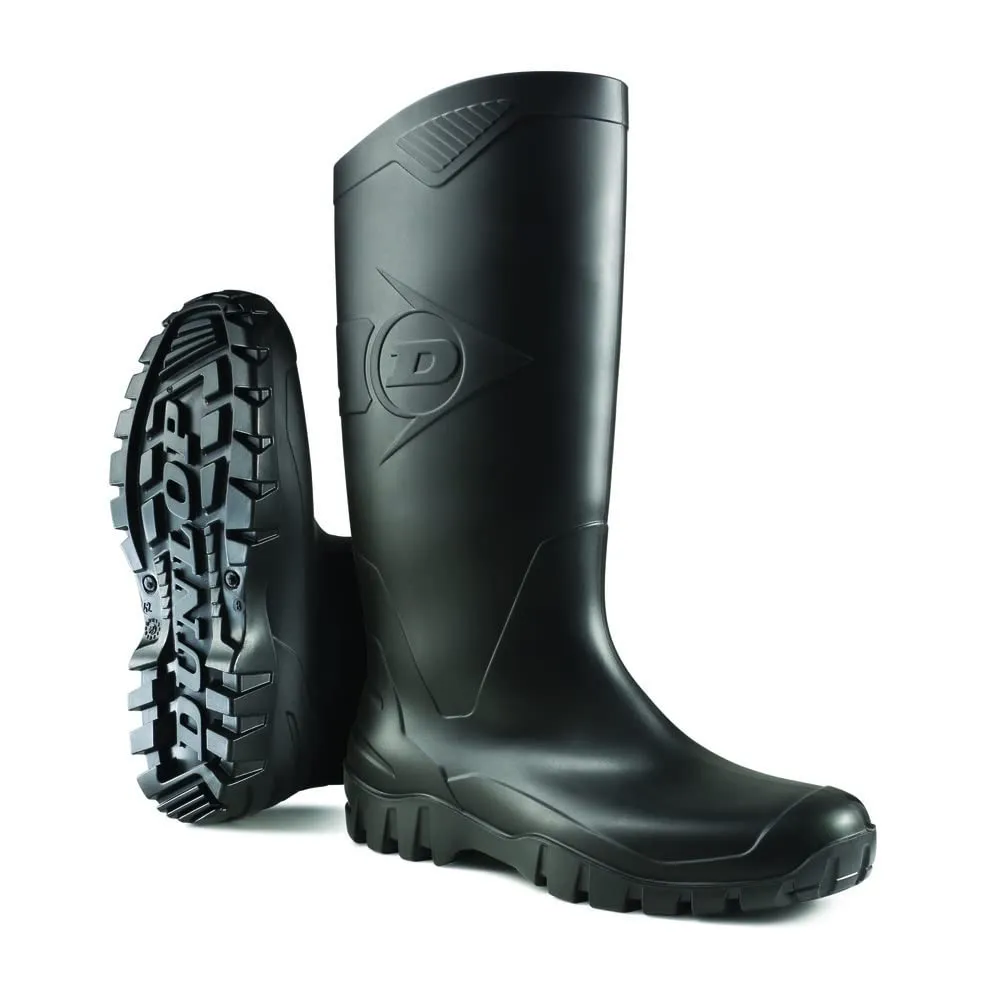 DUNLOP Protective Footwear, Dane, 100% Waterproof PVC, Lightweight and Durable Protective Footwear, MD0HD01.09, Size 9, Black