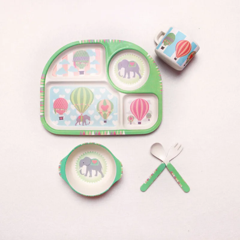 Eco-Friendly Bamboo Kids Tableware Set