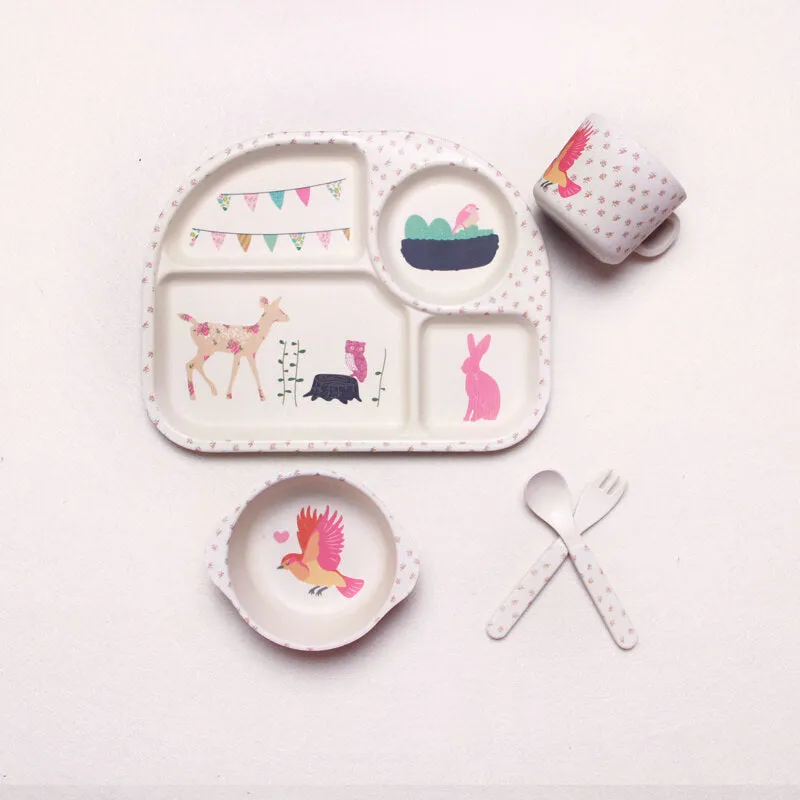 Eco-Friendly Bamboo Kids Tableware Set