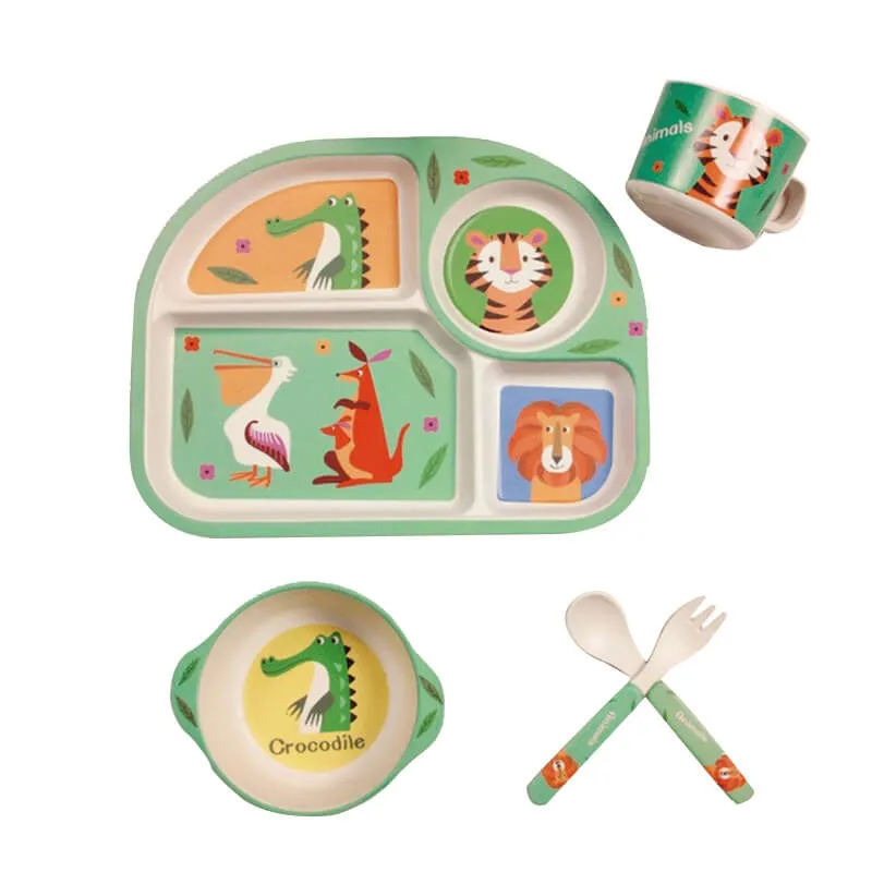 Eco-Friendly Bamboo Kids Tableware Set