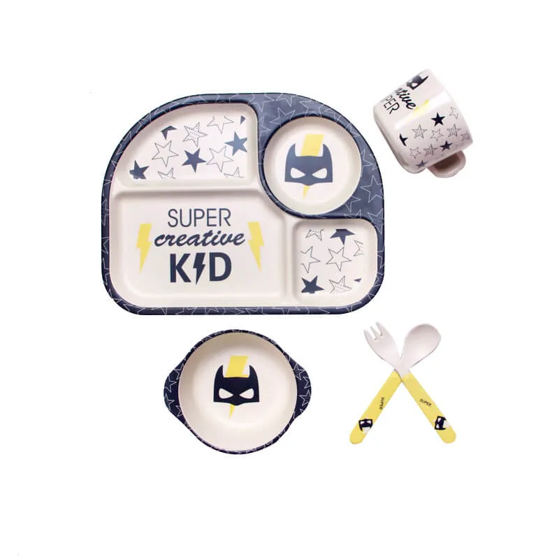 Eco-Friendly Bamboo Kids Tableware Set