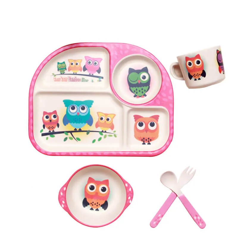Eco-Friendly Bamboo Kids Tableware Set