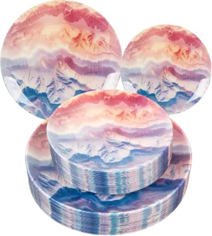 EI 60pcs Disposable Plastic Plates Pink and Blue Heavy Duty Plastic Plates 10.25" and 7.5" Dinnerware Set for Party,Wedding,Birthday 30 Guests Disposable Party Supplies