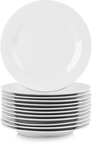 Elama Professional Kitchen 12 Piece Porcelain Dinnerware/Tableware Set (Round Salad/Dessert Plate White)
