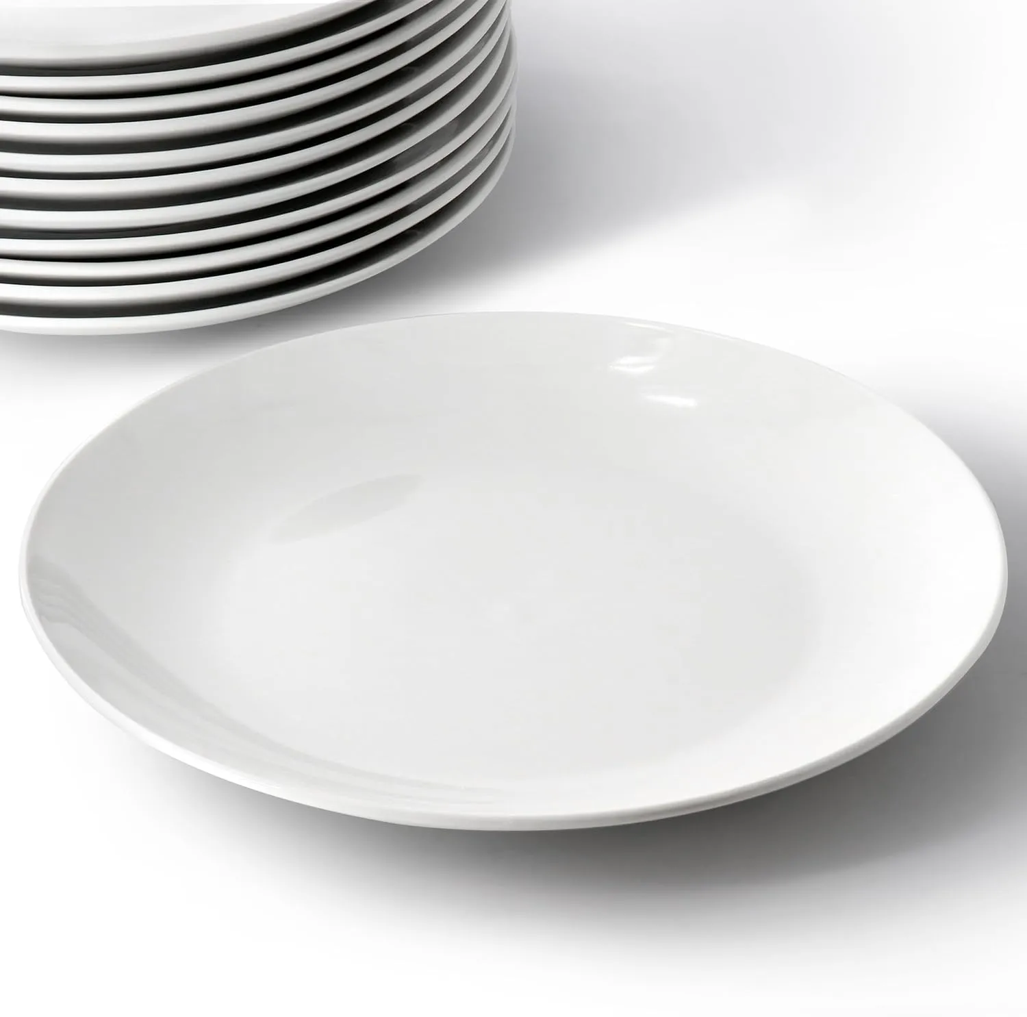 Elama Professional Kitchen 12 Piece Porcelain Dinnerware/Tableware Set (Round Salad/Dessert Plate White)