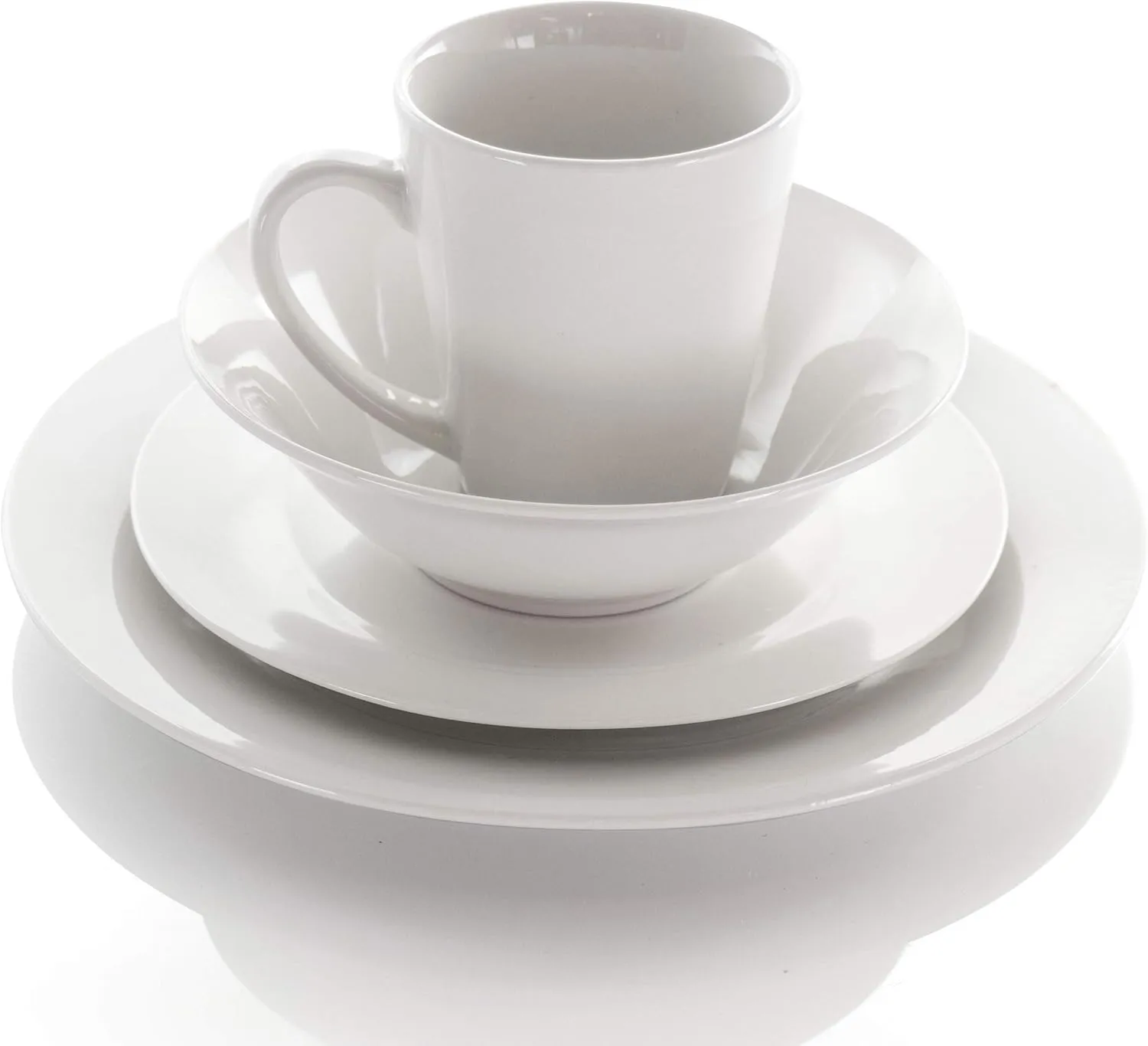 Elama Service for Four 16 Piece Porcelain Dinnerware Set, White-Round 1
