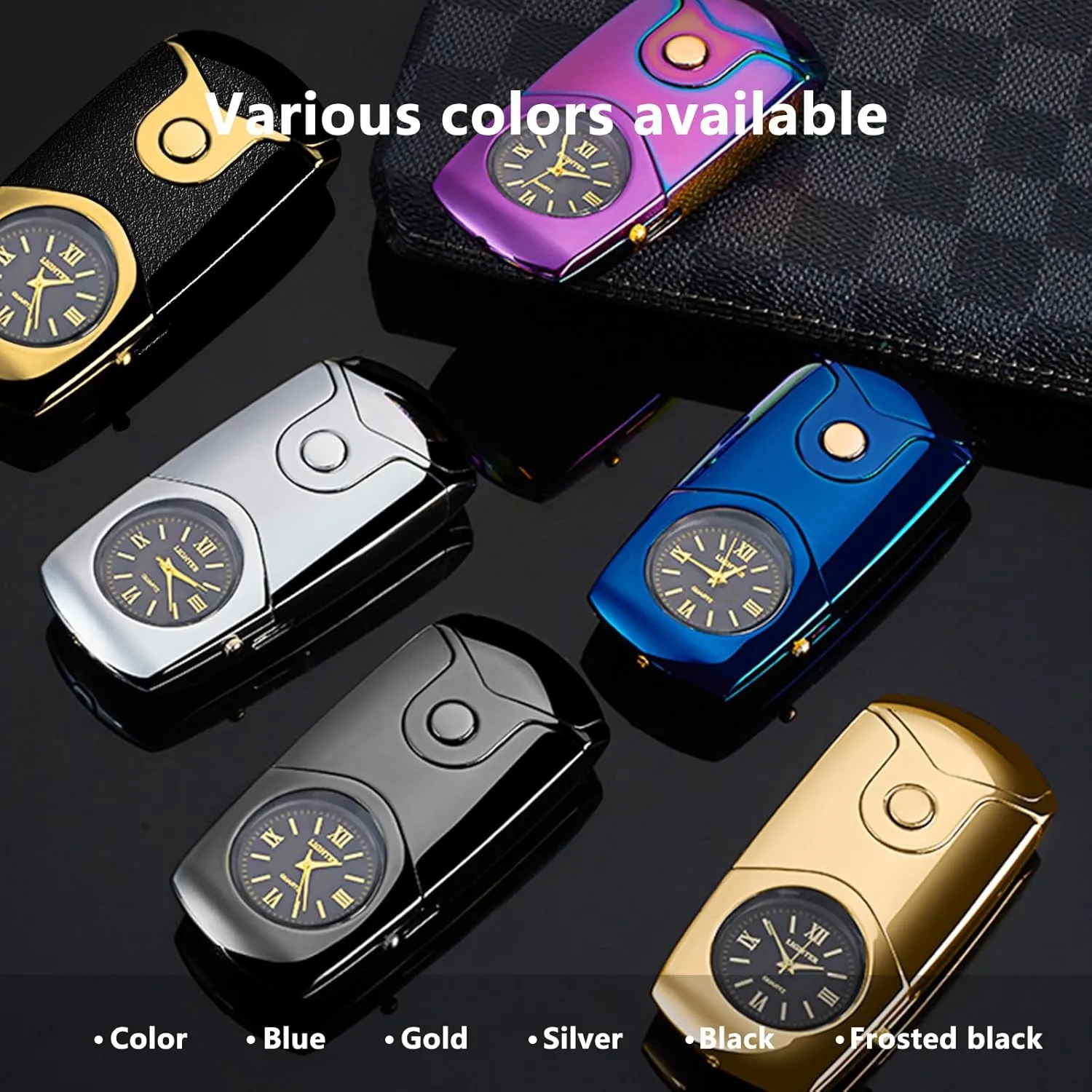 Electric Lighter USB C Rechargeable Lighter Windproof Plasma Dual Arc Lighters Electronic Flameless Cool Clock Lighters for Candles (Black)