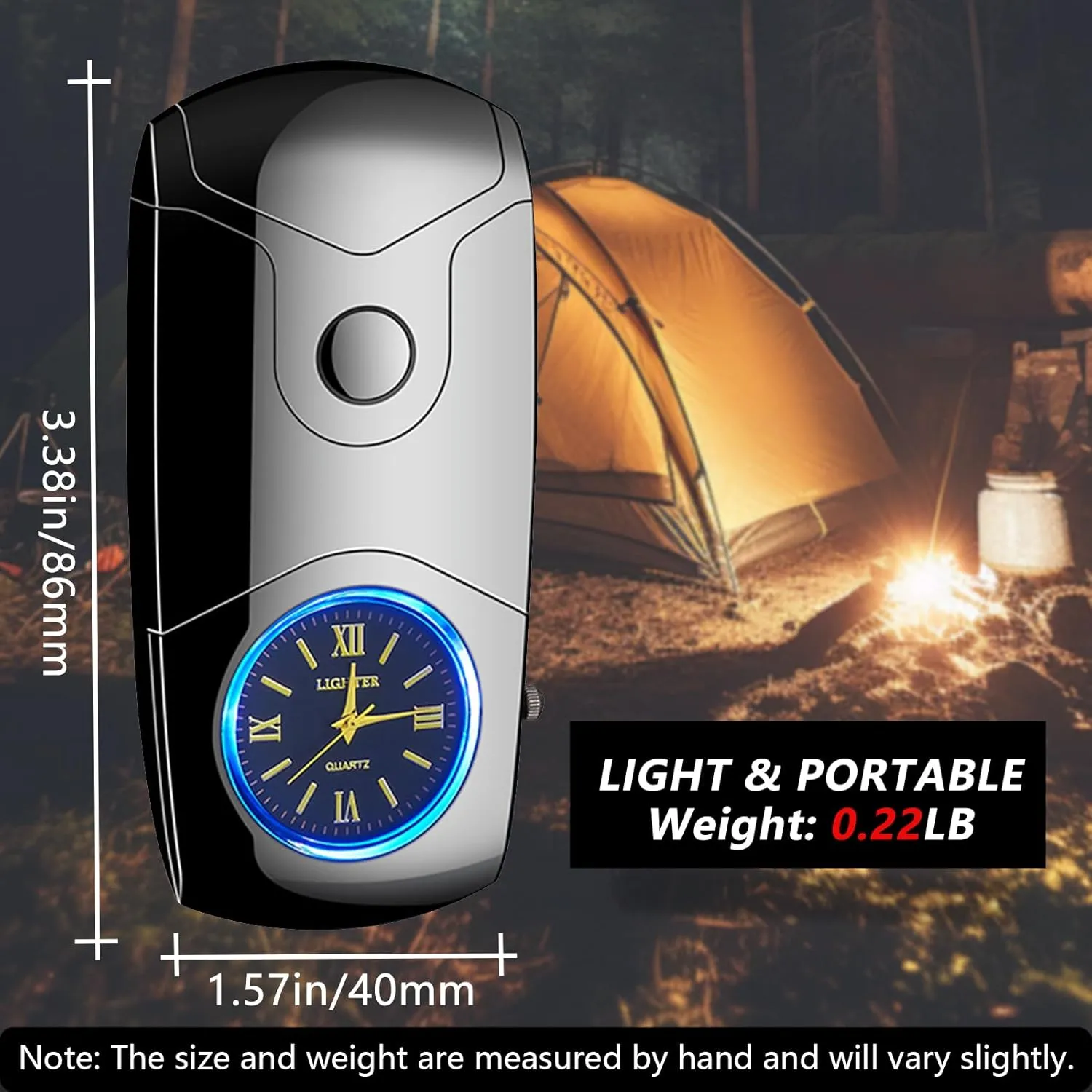 Electric Lighter USB C Rechargeable Lighter Windproof Plasma Dual Arc Lighters Electronic Flameless Cool Clock Lighters for Candles (Black)