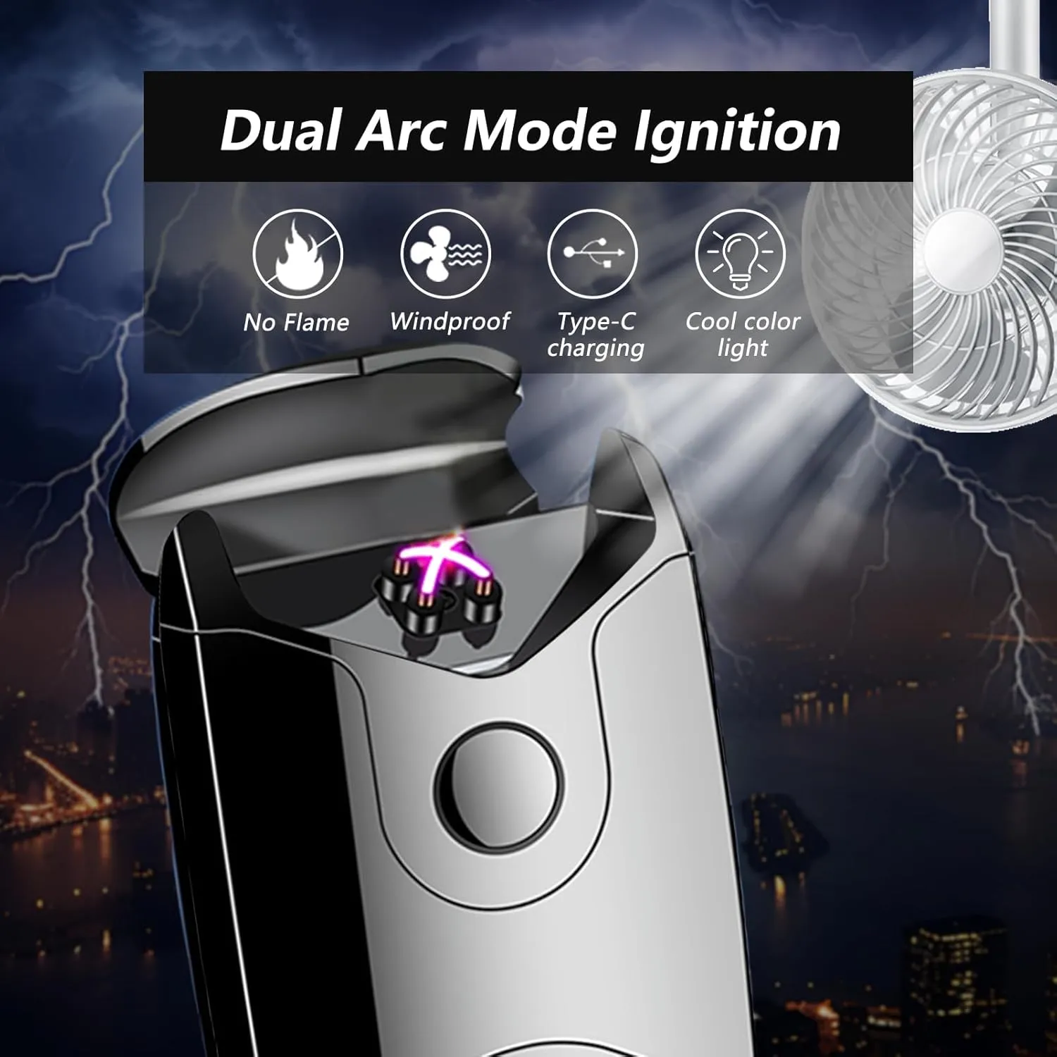 Electric Lighter USB C Rechargeable Lighter Windproof Plasma Dual Arc Lighters Electronic Flameless Cool Clock Lighters for Candles (Black)