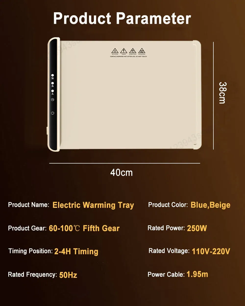 Electric Warming Tray – 3 Heat Modes