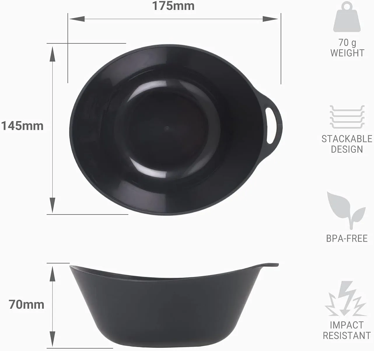 Ellipse Plastic 4-Piece Tableware Set: Knife/Fork/Spoon, Plate, Bowl, Mug for Camping, Travel & Outdoor