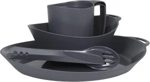 Ellipse Plastic 4-Piece Tableware Set: Knife/Fork/Spoon, Plate, Bowl, Mug for Camping, Travel & Outdoor