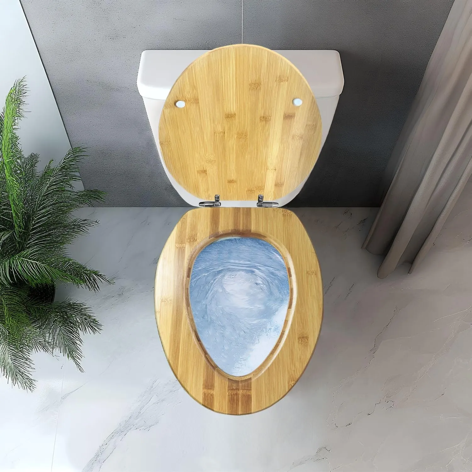 Elongated Toilet Seat Wood Toilet Seat with Cover Turtle sea polluted plastic bag Easy to Install Quietly Close Quick Release Hinges Decorative Bathroom Decor