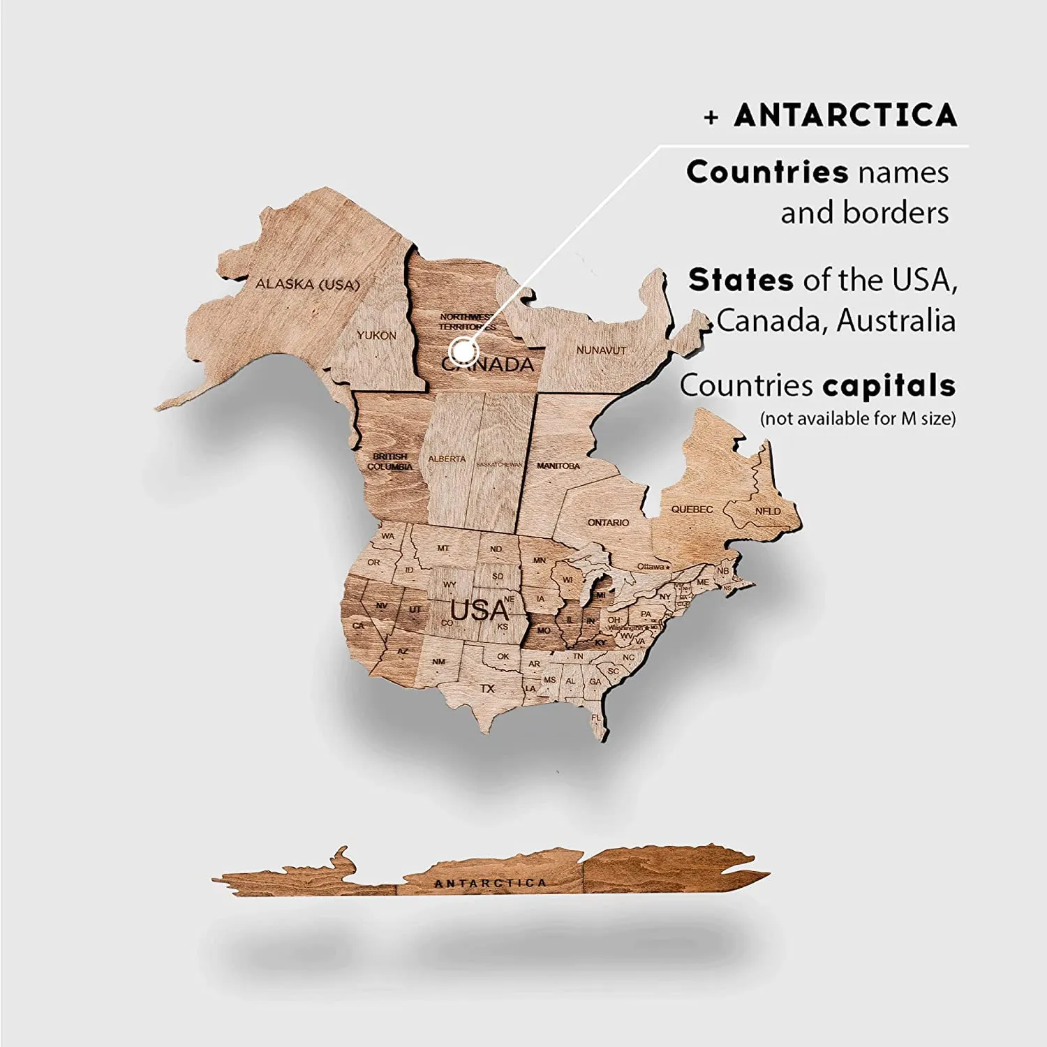 ENJOY THE WOOD 3D Wood World Map Wall Art Large Wood Wall Décor Housewarming Gift Idea Wood Wall Art World Travel Map For Home & Kitchen or Office (Terra, M)