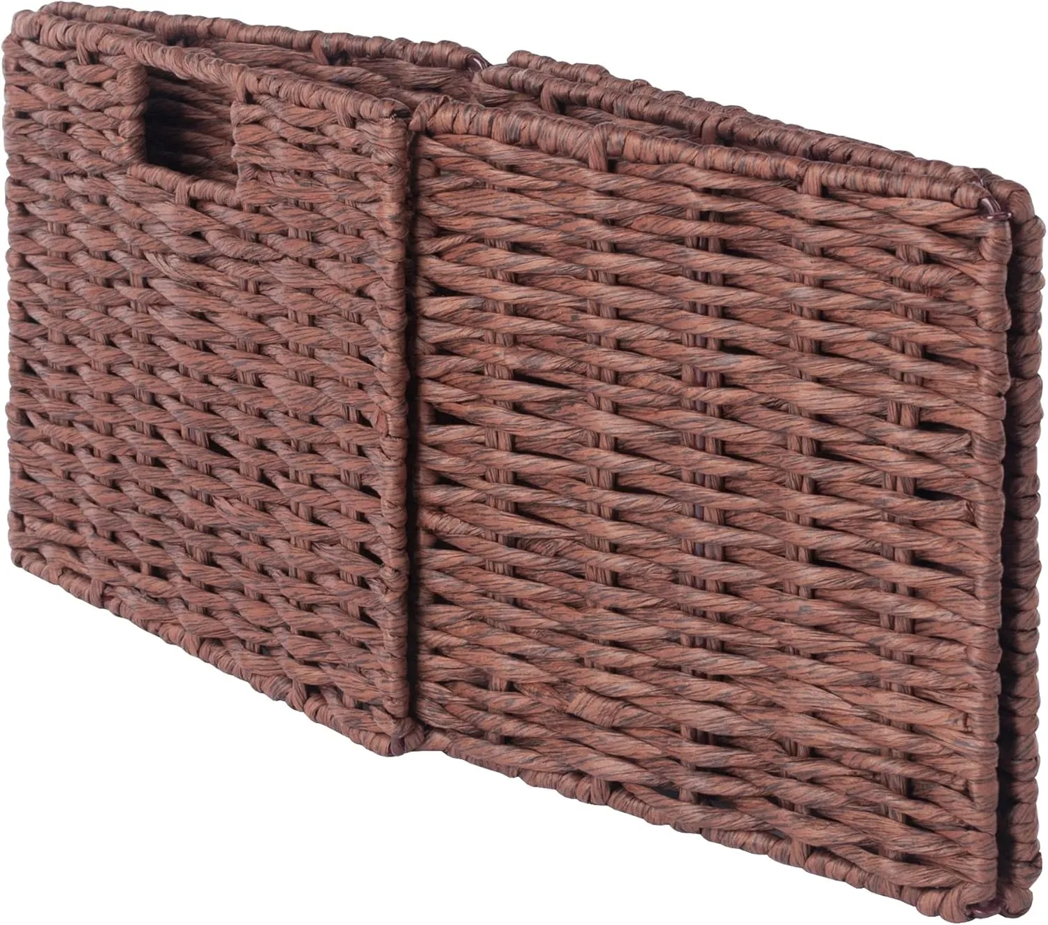 Ergode Tessa 3-Pc Woven Rope Basket Set - Stylish & Foldable - Perfect for Organizing - Walnut Finish