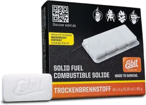Esbit 1300-Degree Smokeless Solid Fuel Tablets for Hobby, Outdoor, and Emergency Use, 16 Pieces Each 5g