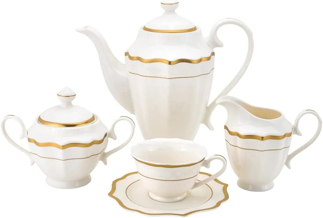 Euro Porcelain 57-pc Banquet Dinnerware Set, Luxury Bone China Tableware, Service for 8 (2MP) (6664-20)