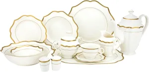 Euro Porcelain 57-pc Banquet Dinnerware Set, Luxury Bone China Tableware, Service for 8 (2MP) (6664-20)