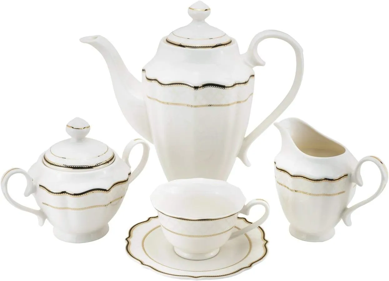 Euro Porcelain 57-pc Banquet Dinnerware Set, Luxury Bone China Tableware, Service for 8 (6664-3) 6664-20