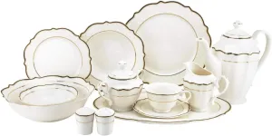Euro Porcelain 57-pc Banquet Dinnerware Set, Luxury Bone China Tableware, Service for 8 (6664-3) 6664-20