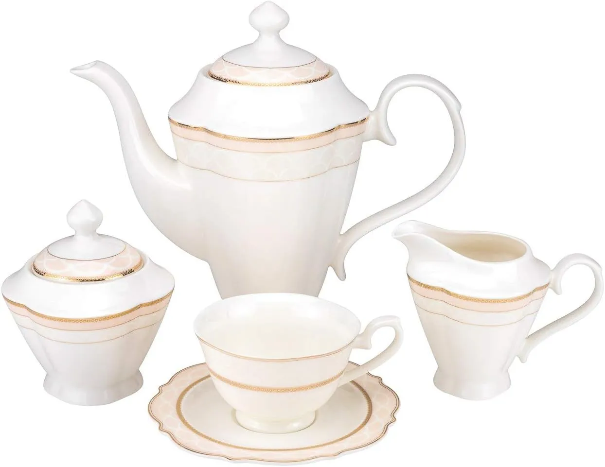 Euro Porcelain 57-pc Banquet Dinnerware Set, Luxury Bone China Tableware, Service for 8 (6664G) 6664-20