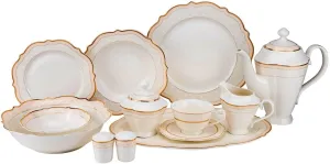Euro Porcelain 57-pc Banquet Dinnerware Set, Luxury Bone China Tableware, Service for 8 (6664G) 6664-20