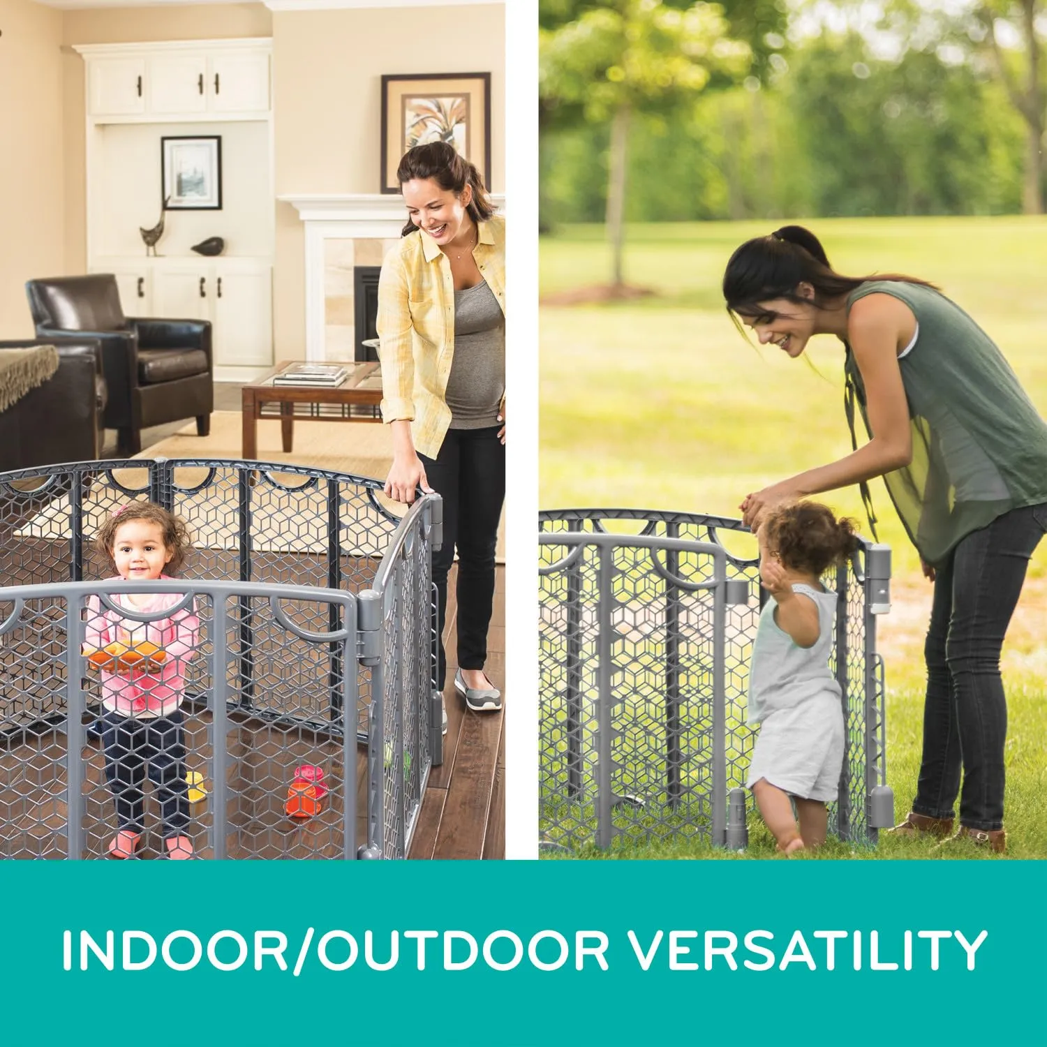 Evenflo Versatile Play Space Adjustable Play Area, Plastic, 8-Panel (Cool Gray)