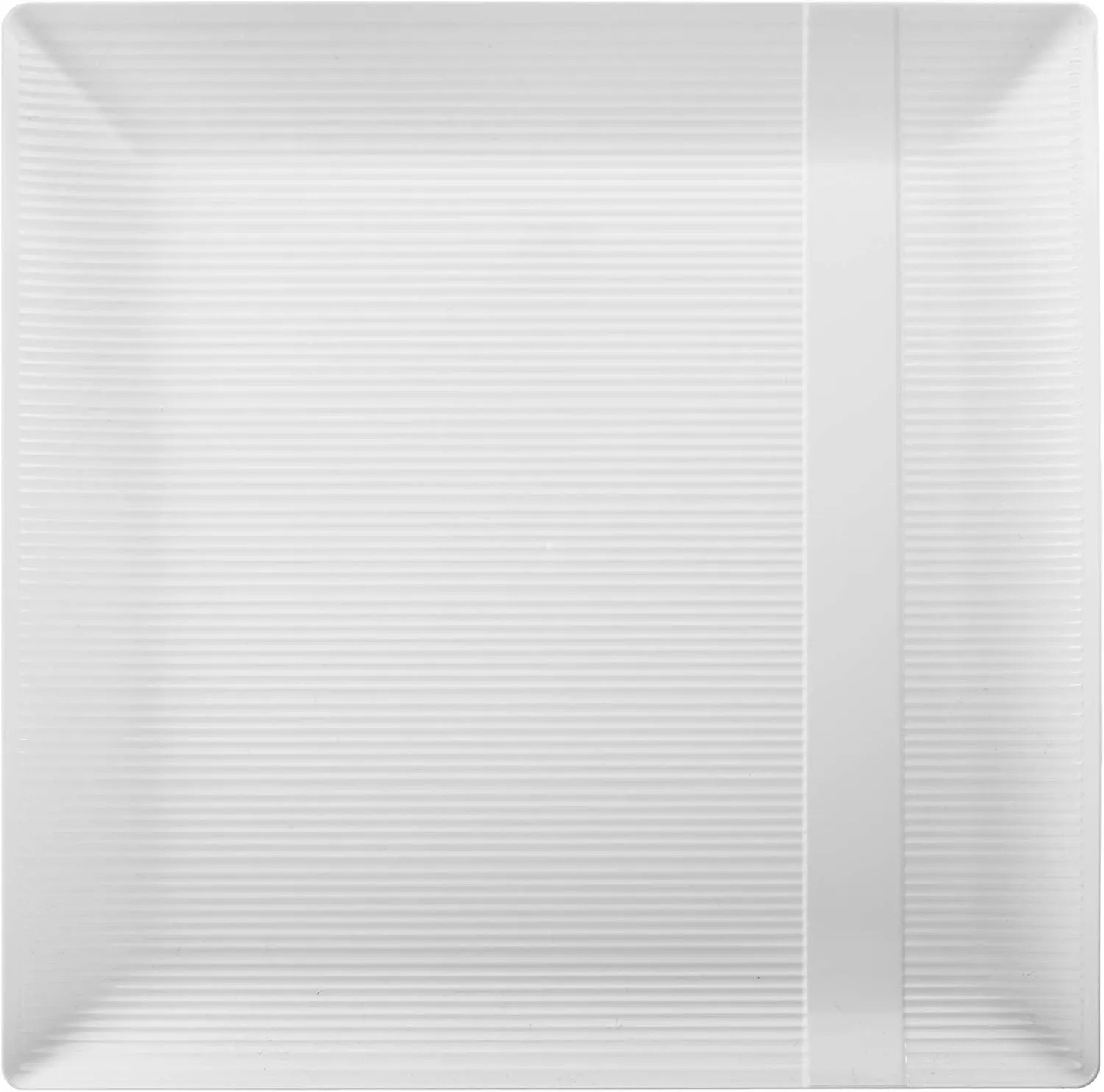 Exquisite Disposable-White-Plastic-Plates-Square Linear (40 Pack) Wedding Dinner Fancy Tableware Dishes (9 Inch., White) Single Size Set