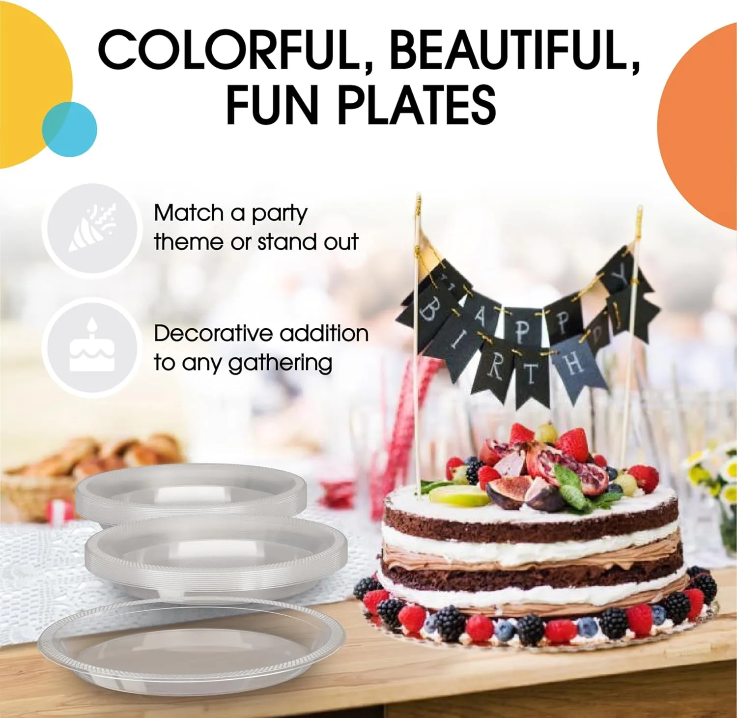 Exquisite Party Solids Clear Plastic Plates For Party Supplies, Clear Disposable Plates 100 Pcs - 50-7" & 50-9" Heavy Duty 350 GSM Disposable Dinnerware Sets, Plastic Dinnerware Sets