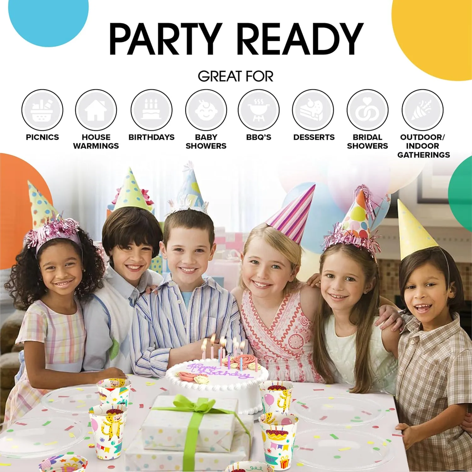 Exquisite Party Solids Clear Plastic Plates For Party Supplies, Clear Disposable Plates 100 Pcs - 50-7" & 50-9" Heavy Duty 350 GSM Disposable Dinnerware Sets, Plastic Dinnerware Sets