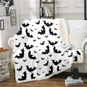 Feelyou Bat Fuzzy Throw Blanket Soft Fluffy Fleece Blankets Black and White Microfuber Plush Blankets 30"x40"