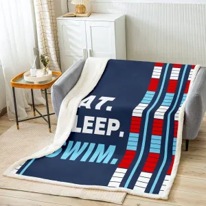 Feelyou Kids Swimmer Sherpa Throw Blanket - Water Sports Theme Fleece Blanket for Boys & Girls - Swimming Lane Decor - 30"x40"