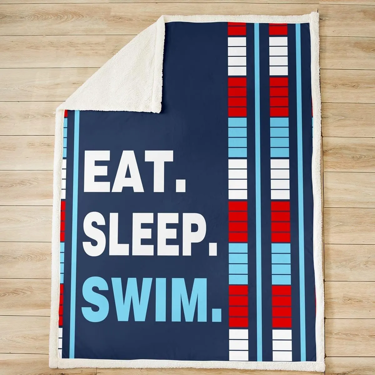 Feelyou Kids Swimmer Sherpa Throw Blanket - Water Sports Theme Fleece Blanket for Boys & Girls - Swimming Lane Decor - 30"x40"