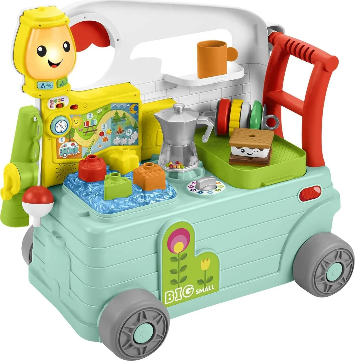 Fisher-Price Baby Learning Toy Laugh & Learn 3-in-1 On-the-Go Camper Walker & Activity Center for Toddlers Ages 9  Months