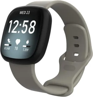 Fitbit Versa 3 Watch Bands,Men Large Size Soft Sweatproof Silicone Sport Strap Replacement Waterproof Wristband Accessories Adjustable 7.1-8.7 inch for Fitbit Sense/Versa 3 - Gray