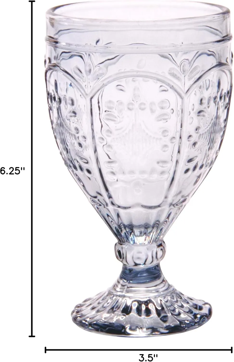 Fitz and Floyd Trestle Glassware Ornate Goblets, Set of 4, Smoke