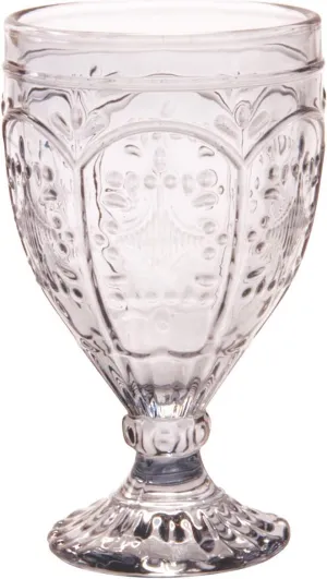 Fitz and Floyd Trestle Glassware Ornate Goblets, Set of 4, Smoke