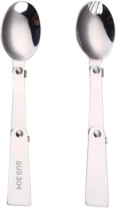 Flatware Silverware Set, 1/4/6/8 Pieces Creative 304 Stainless Steel Foldable Spoons For Outdoor Picnic Portable Spoons And Forks, Tableware Cutlery Set(6 Pieces)