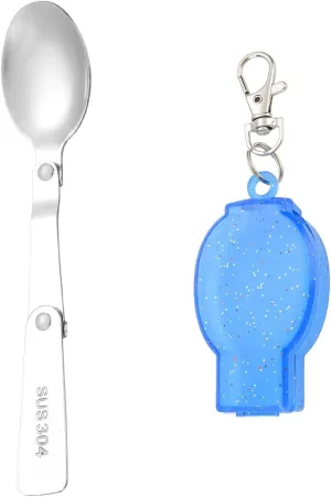 Flatware Silverware Set, 1/4/6/8/10/12 Pcs 304 Stainless Steel Spoon Foldable Storage Camping Tableware Creative Outdoor Travel Portable Spoon, Tableware Cutlery Set(Blue,8 Pieces)