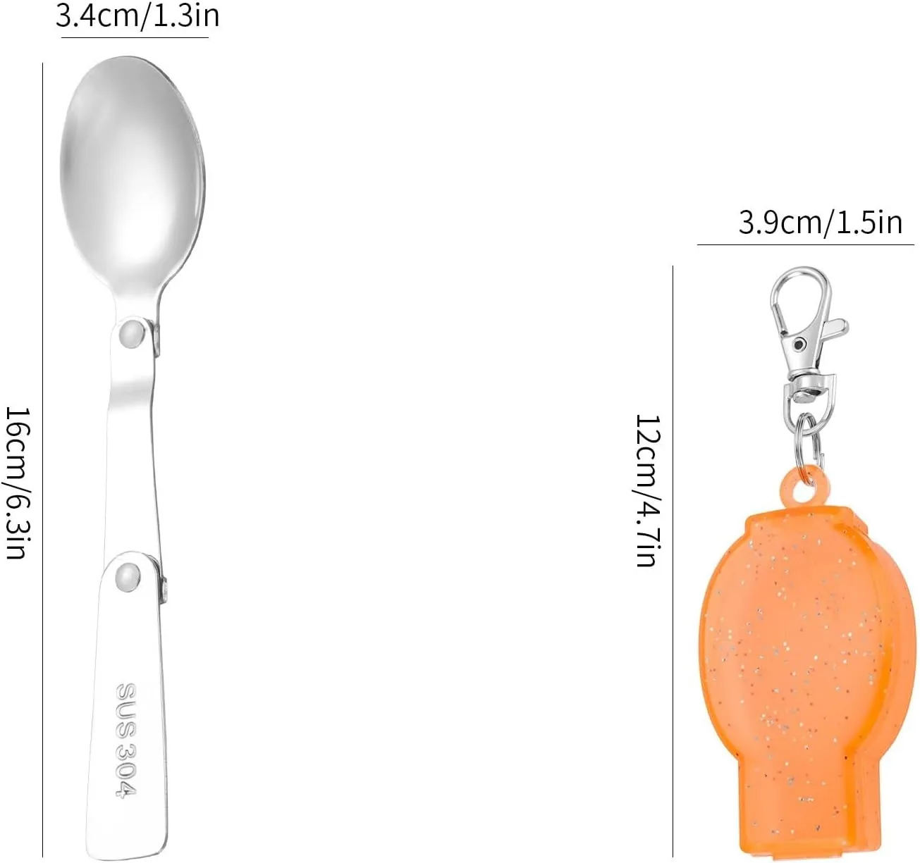 Flatware Silverware Set, 1/4/6/8/10/12 Pcs 304 Stainless Steel Spoon Foldable Storage Camping Tableware Creative Outdoor Travel Portable Spoon, Tableware Cutlery Set(Orange,10 Pieces)