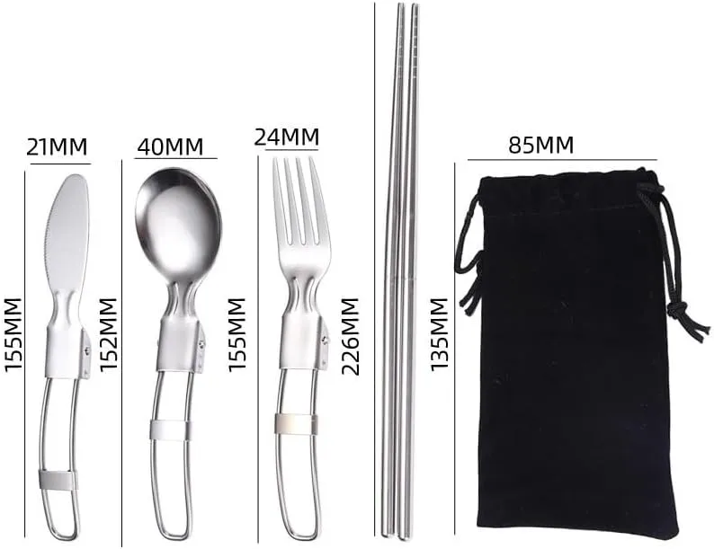 Flatware Silverware Set, 4/16/24/32 Pieces Portable Folding Stainless Steel Knife, Fork And Spoon Set Creative Outdoor Camping 304 Stainless Steel Fork, Spoon And Chopsticks Set, Tableware Cu