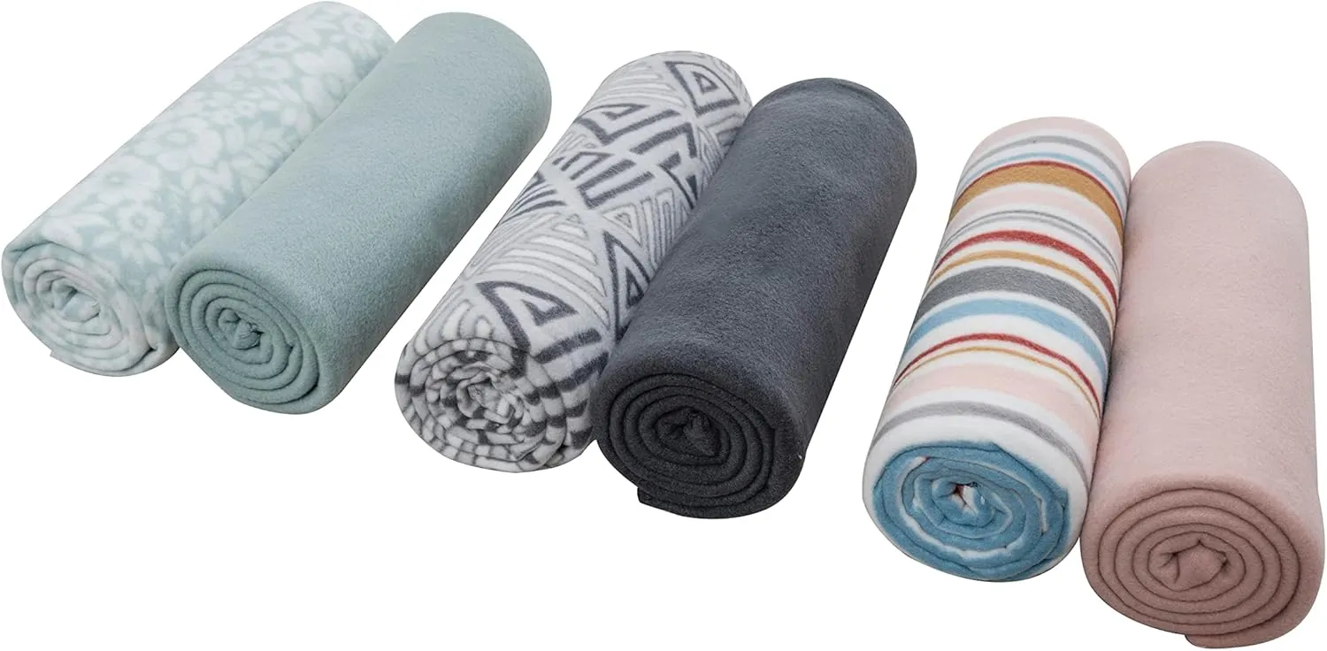Fleece Throw Blanket Set Bulk for Travel Kids Outdoor Wedding Pet (Assorted #2, Pack of 6 50x60 Inches)