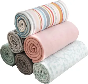 Fleece Throw Blanket Set Bulk for Travel Kids Outdoor Wedding Pet (Assorted #2, Pack of 6 50x60 Inches)